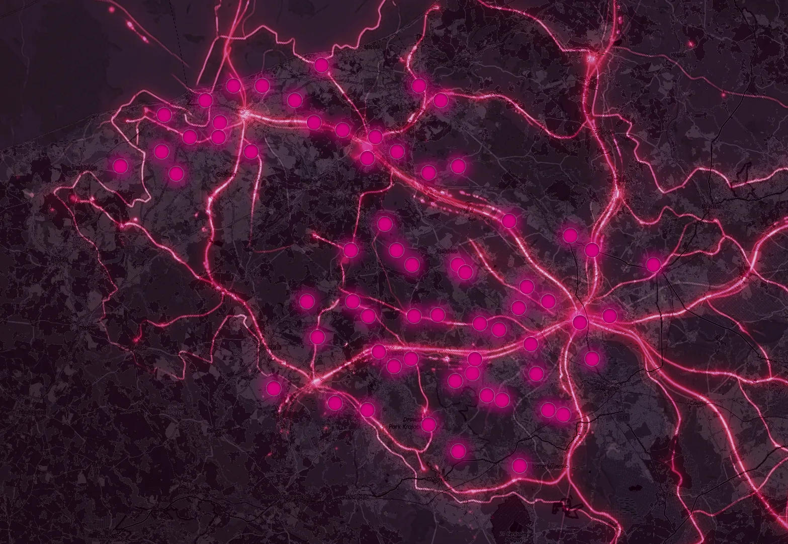 Mapa zasięgu Gawex Media - ponad 200 miejscowości